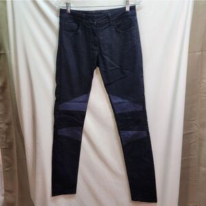 Sandro Paris Black Patch Moto Style Skinny Jeans Size EU 38 US 8